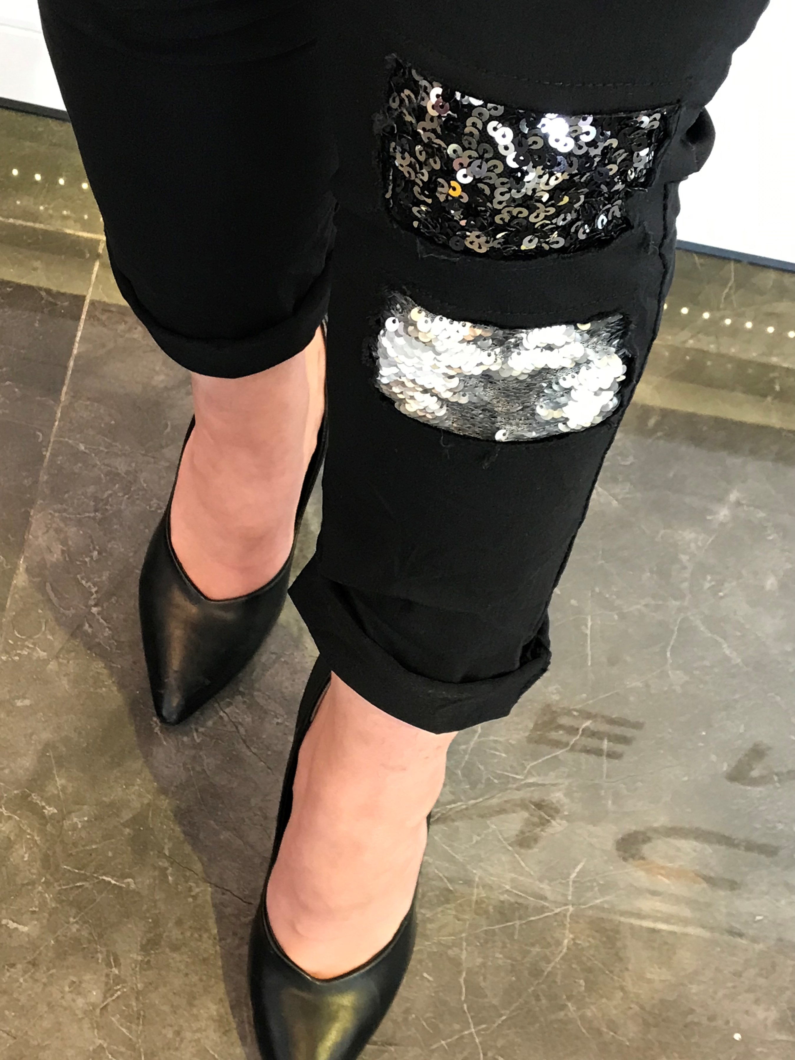 İthal Kare Pul Payetli Pantalon