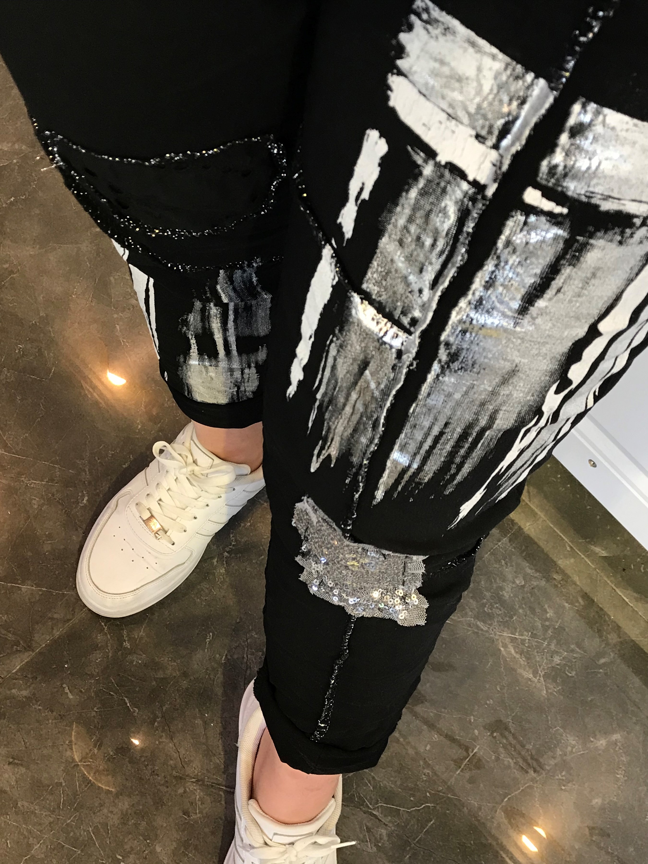 İthal  Varaklı Pul Payet Pantalon