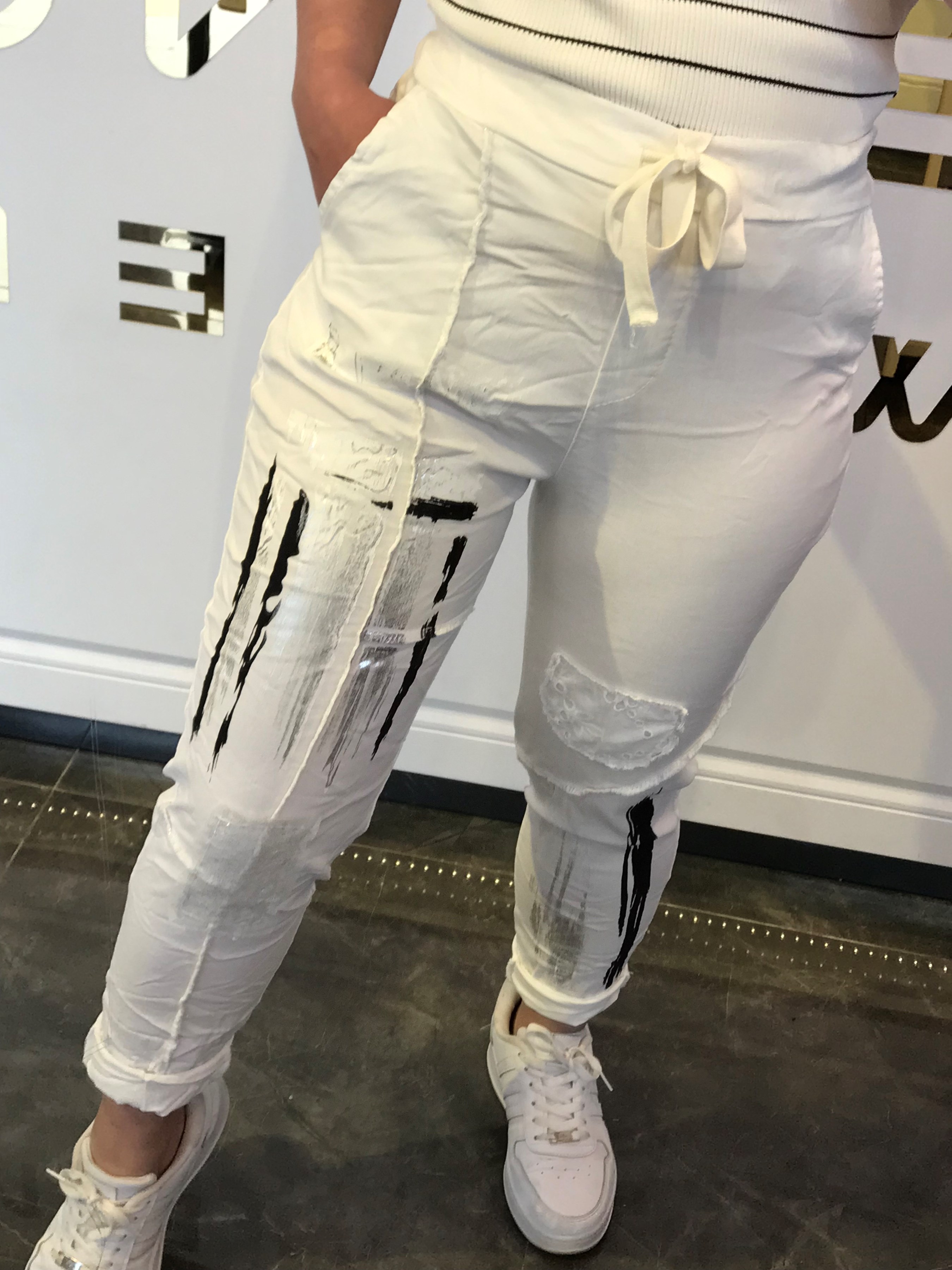 İthal  Varaklı Pul Payet Pantalon