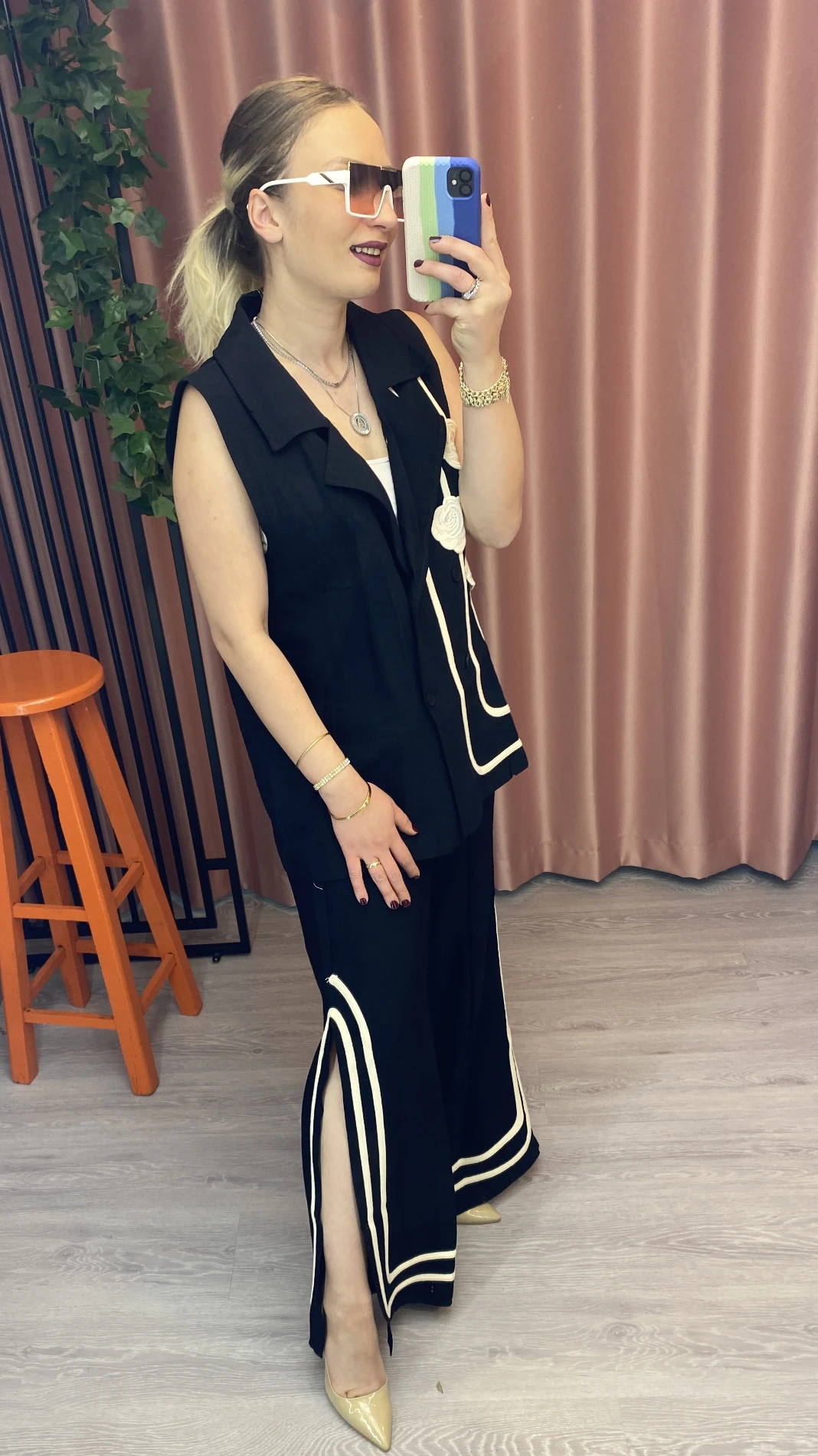 Dqmane  Gül Detaylı Biyeli Tasarım Takım