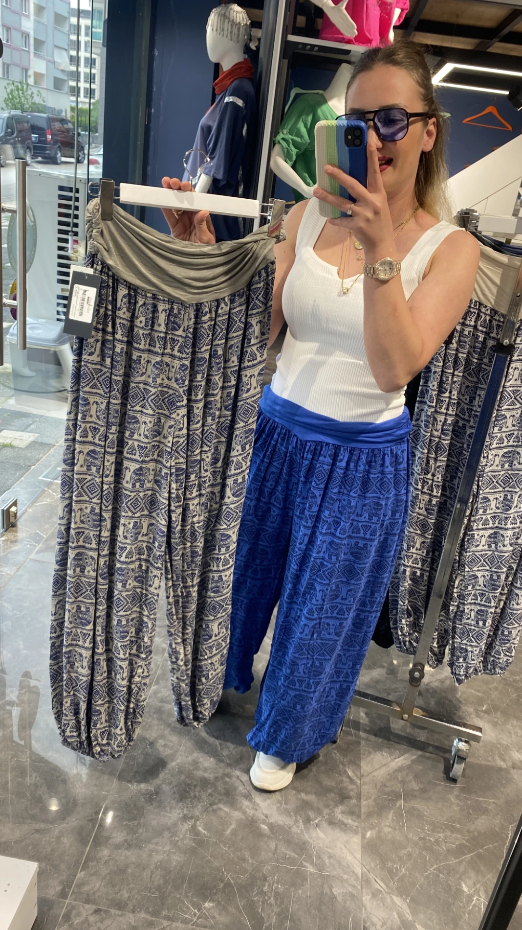 İtalyan Fil Desen Detaylı Şalvar Pantalon