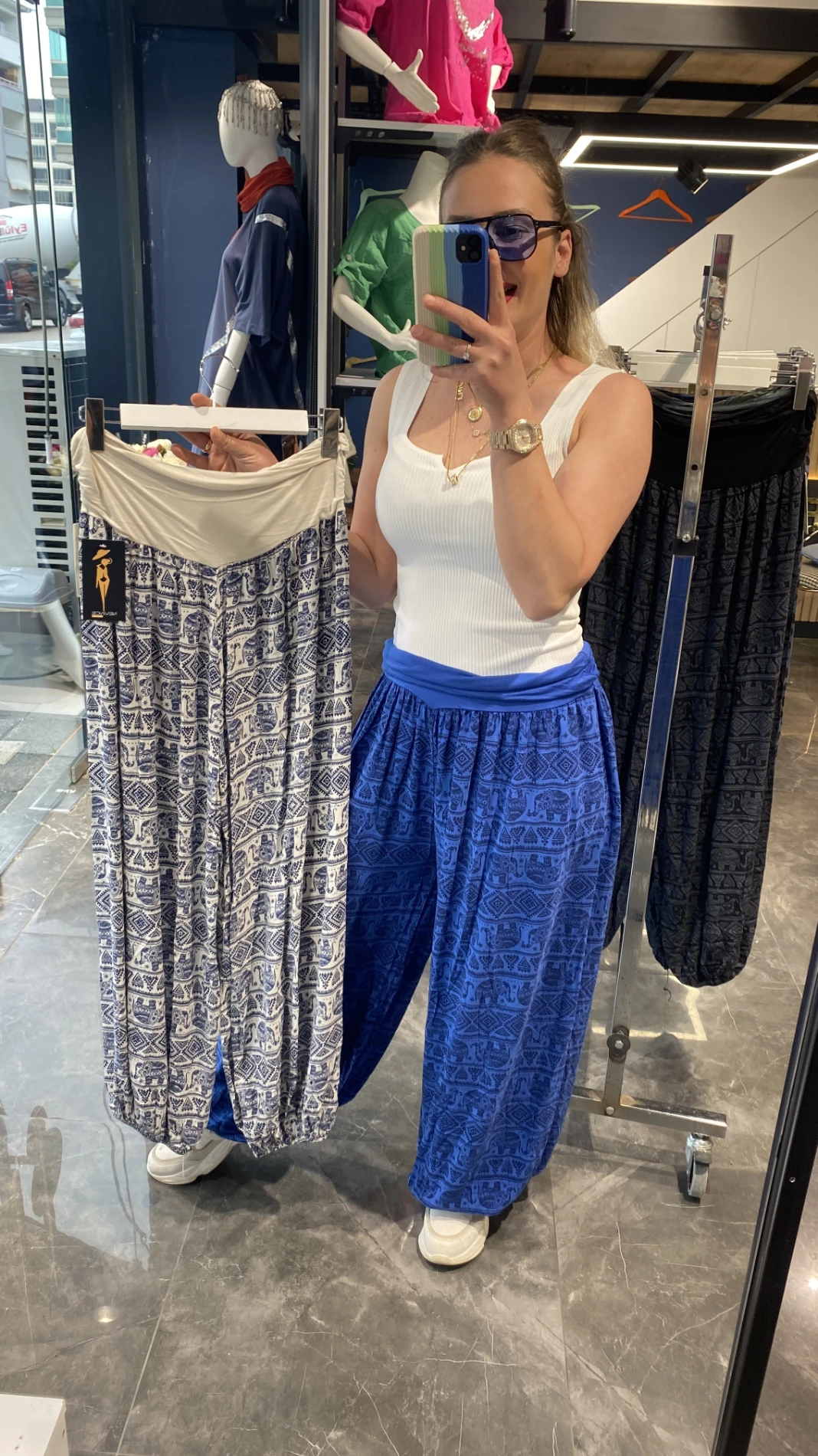 İtalyan Fil Desen Detaylı Şalvar Pantalon