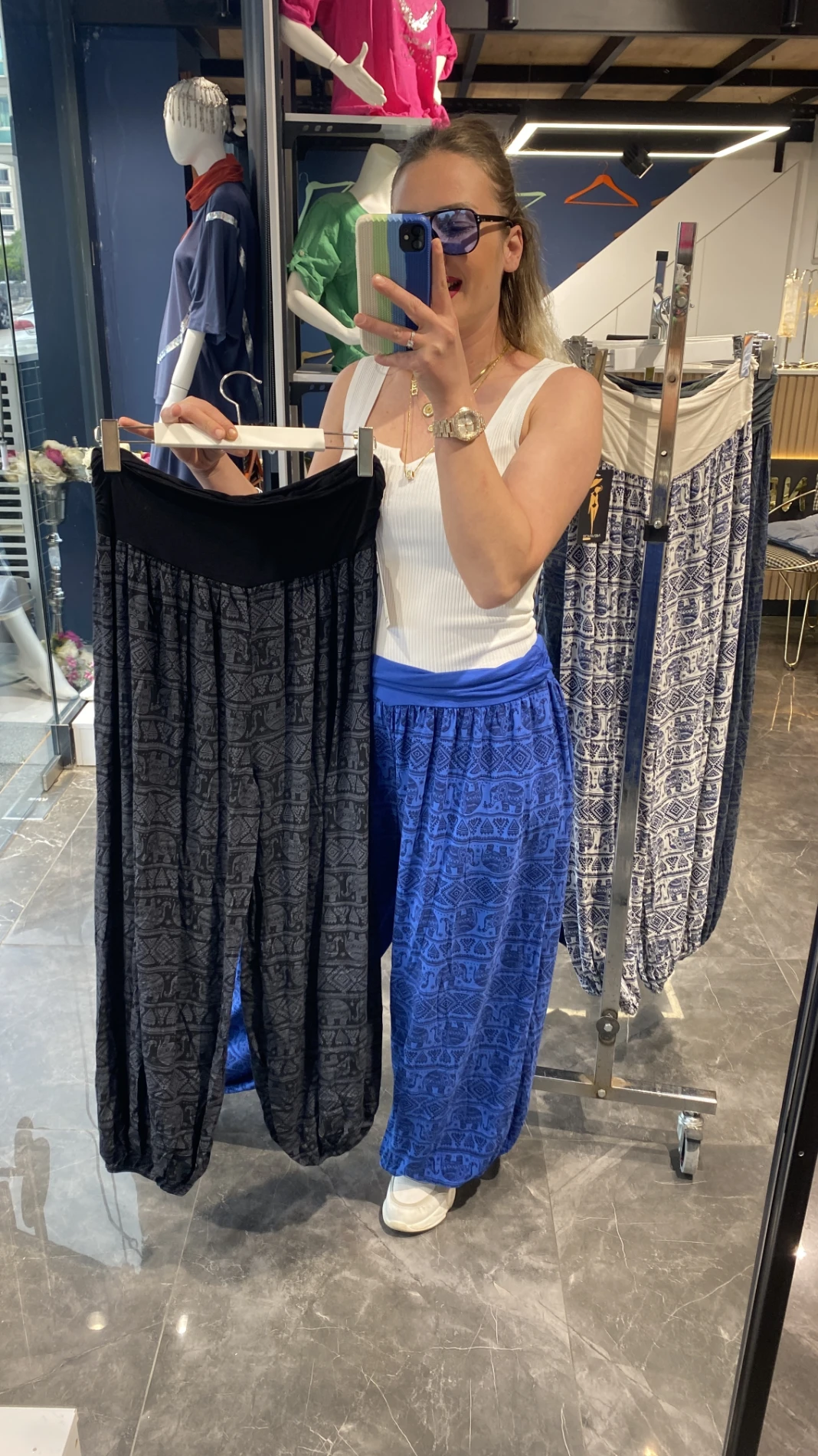 İtalyan Fil Desen Detaylı Şalvar Pantalon