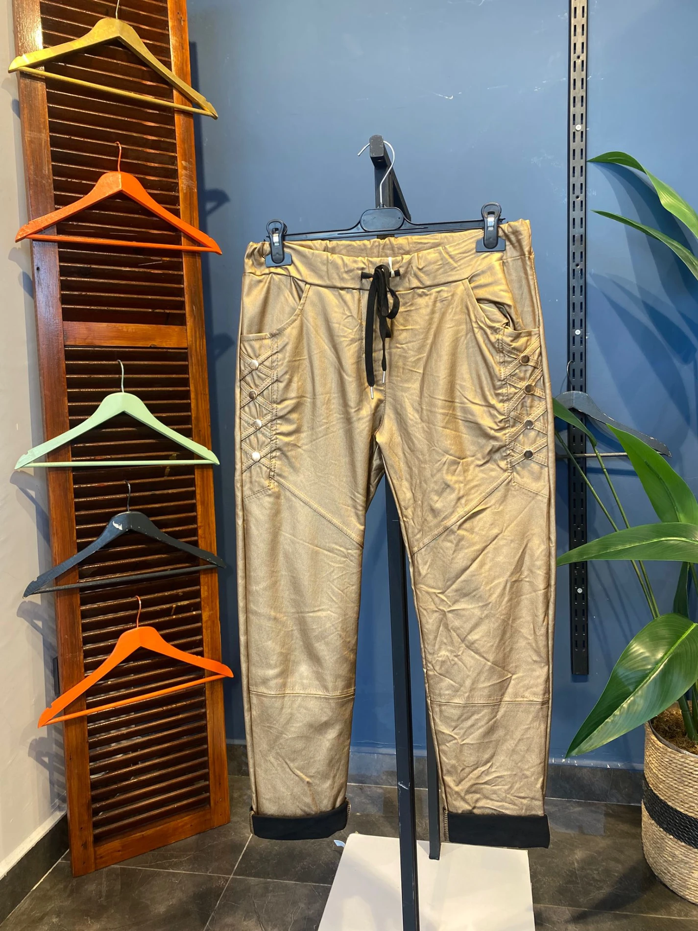 Zımba Detaylı Deri İtaly Pant